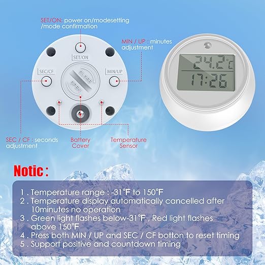 Ice Bath Water Thermometer & Timer