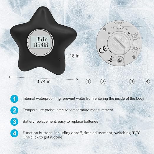 Cold Plunge Thermometer with Digital LCD Display
